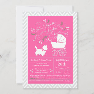 Cairn Terrier Dog Baby shower Pink Girl Kaart