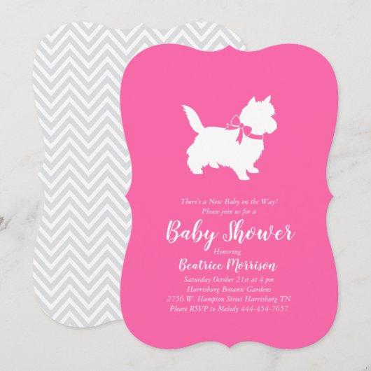 Cairn Terrier Dog Baby shower Pink Girl Kaart (Voorkant / Achterkant)
