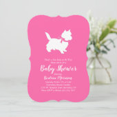 Cairn Terrier Dog Baby shower Pink Girl Kaart (Staand voorkant)