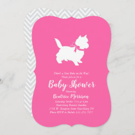 Cairn Terrier Dog Baby shower Pink Girl Kaart