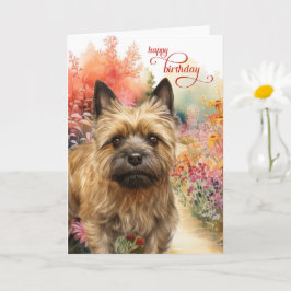 Cairn Terrier Dog Birthday Wishes Garden Path Kaart