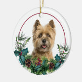 Cairn Terrier Dog Evergreen Wreath Keramisch Ornament (Links)