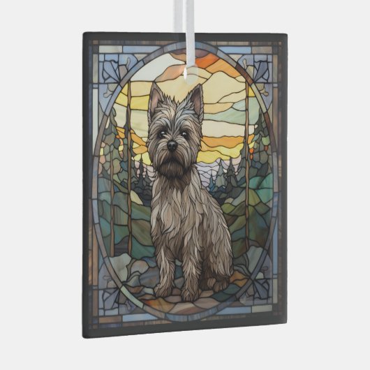 Cairn Terrier Dog Glas Ornament (Voorkant Rechts)