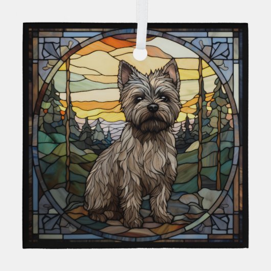Cairn Terrier Dog Glas Ornament (Achterkant)