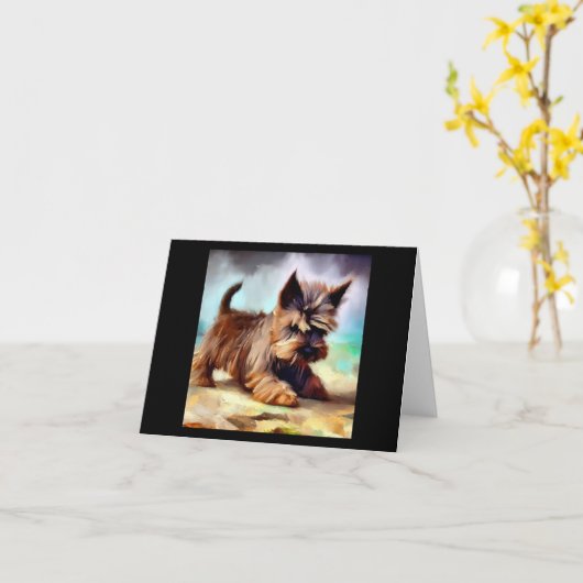 Cairn Terrier Dog Kaart (Gele Bloem)