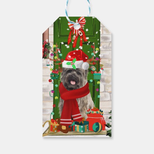 Cairn Terrier Dog Kerstmis Cadeaulabel (Achterkant)