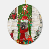 Cairn Terrier Dog Kerstmis Keramisch Ornament (Links)