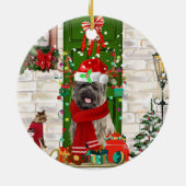 Cairn Terrier Dog Kerstmis Keramisch Ornament (Achterkant)