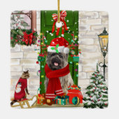 Cairn Terrier Dog Kerstmis Keramisch Ornament (Achterkant)