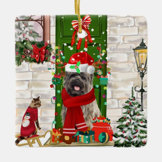 Cairn Terrier Dog Kerstmis Keramisch Ornament (Voorkant)