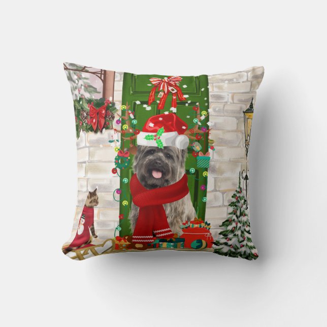 Cairn Terrier Dog Kerstmis Kussen (Voorkant)