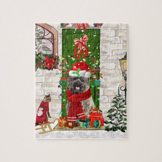 Cairn Terrier Dog Kerstmis Legpuzzel (Verticaal)