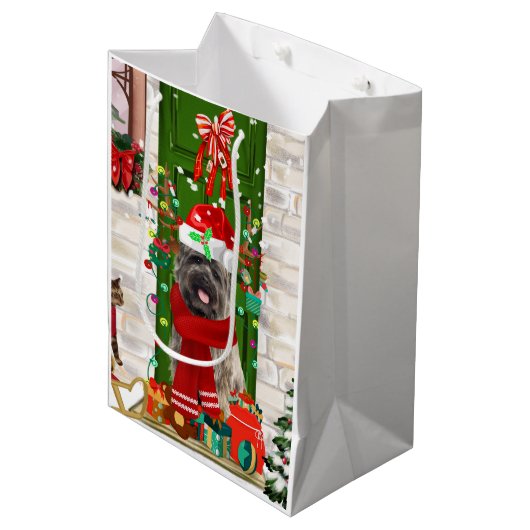 Cairn Terrier Dog Kerstmis Medium Cadeauzakje (Voorkant Gekanteld)