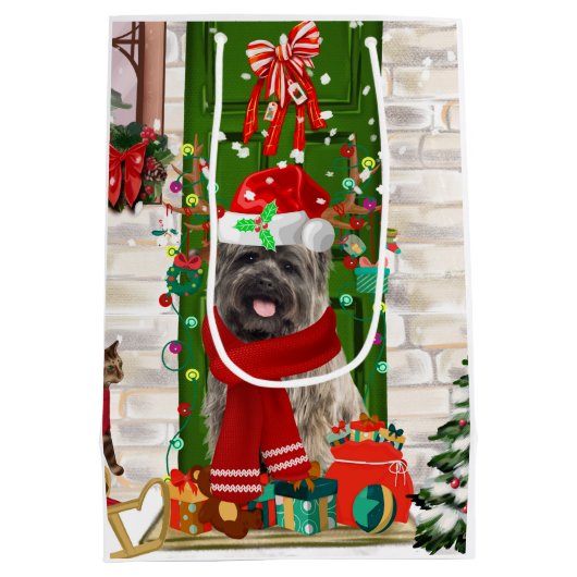 Cairn Terrier Dog Kerstmis Medium Cadeauzakje (Achterkant)