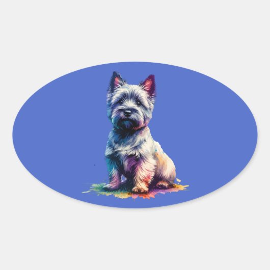 Cairn Terrier Dog Ovale Sticker (Voorkant)
