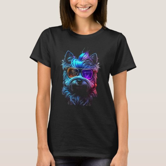Cairn Terrier Dog owner Vaporwave Notorious DJ T-shirt (Voorkant)
