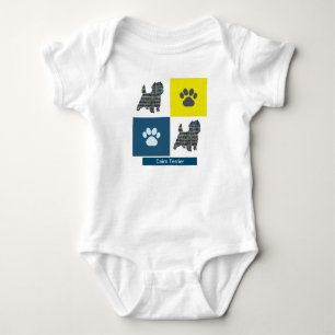 Cairn Terrier Dog & Paw Y&B Grid Square Romper
