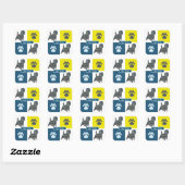 Cairn Terrier Dog & Paw Y&B Grid Square Sticker (Vel)