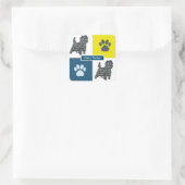 Cairn Terrier Dog & Paw Y&B Grid Square Sticker (Tas)