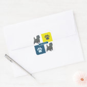 Cairn Terrier Dog & Paw Y&B Grid Square Sticker (Envelop)