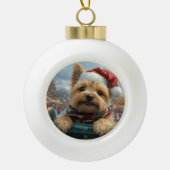 Cairn Terrier Dog Roller Onderzetter Kerst Keramische Bal Ornament (Voorkant)