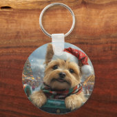 Cairn Terrier Dog Roller Onderzetter Kerst Sleutelhanger (Voorkant)