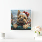 Cairn Terrier Dog Roller Onderzetter Kerst Vierkante Klok (Huis)