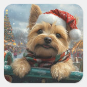 Cairn Terrier Dog Roller Onderzetter Kerst Vierkante Sticker (Voorkant)