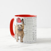 Cairn Terrier Dog Santa op houten achtergrond Mok (Voorkant links)