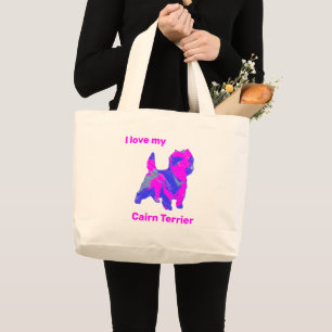 Cairn Terrier Dog Silhouette Crazy Hot Pink Grote Tote Bag