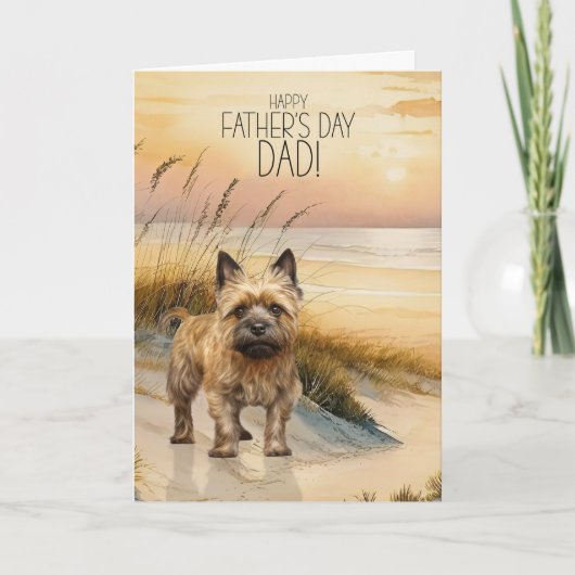 Cairn Terrier Dog Sunset Beach Father's Day Feestdagen Kaart (Voorkant)