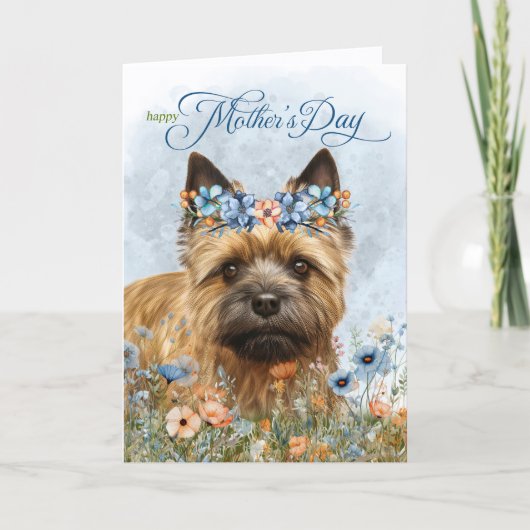 Cairn Terrier Dog Wildflowers Mother's Day Feestdagen Kaart (Voorkant)