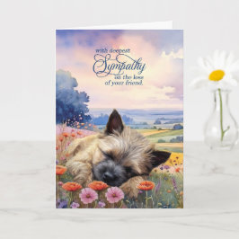Cairn Terrier Dog with Wildflowers Pet Sympathy Kaart