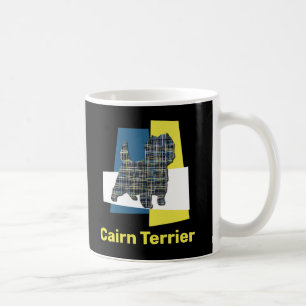 Cairn Terrier Dog Yellow & Black Grid Line Coffee Koffiemok