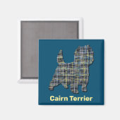 Cairn Terrier Dog Yellow & Black Grid Line Magneet (Voorkant / Achterkant)