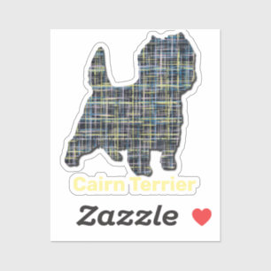 Cairn Terrier Dog Yellow & Black Grid Line Sticker