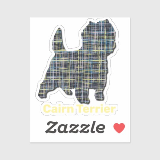 Cairn Terrier Dog Yellow & Black Grid Line Sticker (Vel)