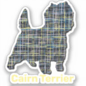 Cairn Terrier Dog Yellow & Black Grid Line Sticker (Voorkant)