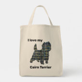 Cairn Terrier Dog Yellow & Black Grid Line Tas (Achterkant)