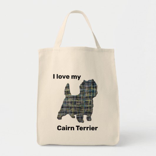 Cairn Terrier Dog Yellow & Black Grid Line Tas (Voorkant)