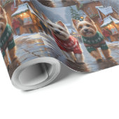 Cairn Terrier Dogs Christmas Snow Holiday  Cadeaupapier (Rol Hoek)