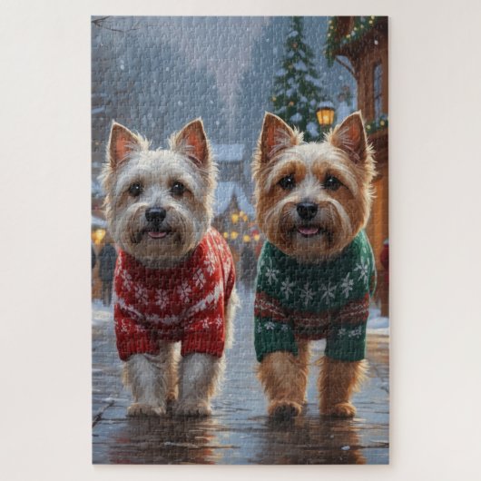 Cairn Terrier Dogs Christmas Snow Holiday Legpuzzel (Verticaal)