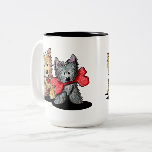 Cairn Terrier Duo Two-Tone Coffee Mok (Voorkant links)