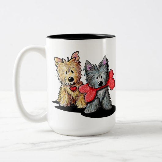 Cairn Terrier Duo Two-Tone Coffee Mok (Links)