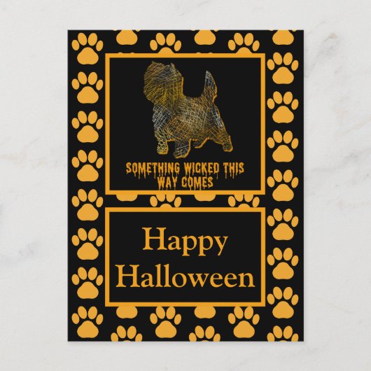 Cairn Terrier Engelse hond Silhouette Halloween Briefkaart (Voorkant)