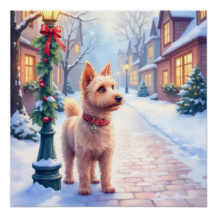 Cairn Terrier Festieve Lantaarnpaal Dorps Kerstmis Perfect Poster