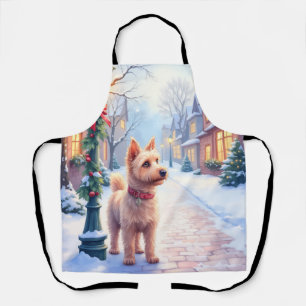 Cairn Terrier Festieve Lantaarnpaal Dorps Kerstmis Schort