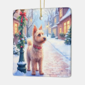 Cairn Terrier Festive Lamppost Village Christmas Keramisch Ornament (Links)