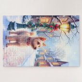 Cairn Terrier Festive Lamppost Village Christmas Legpuzzel (Horizontaal)
