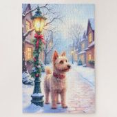 Cairn Terrier Festive Lamppost Village Christmas Legpuzzel (Verticaal)